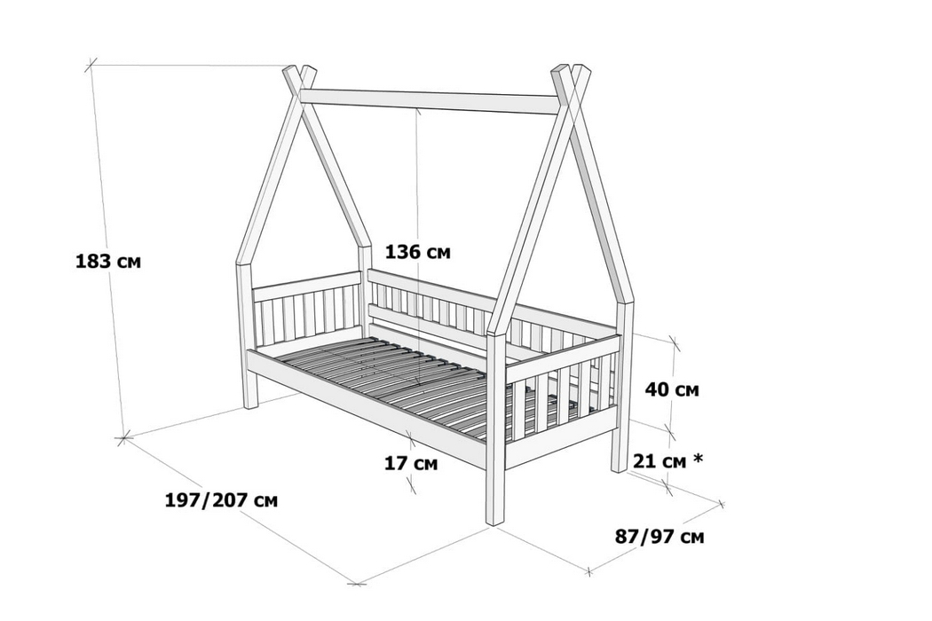 Односпальне Ліжко Хатинка Дрімка - Фото 5 Односпальне Ліжко Хатинка Дрімка - Фото 5