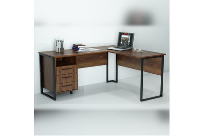 Офісний стіл Лофт кутовий СУЛВ-3-1 тумбою 3 шухляди