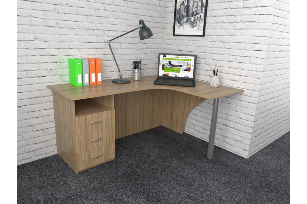 Стіл письмовий кутовий СК-8a з тумбою на 3 шухляди - Фото 1